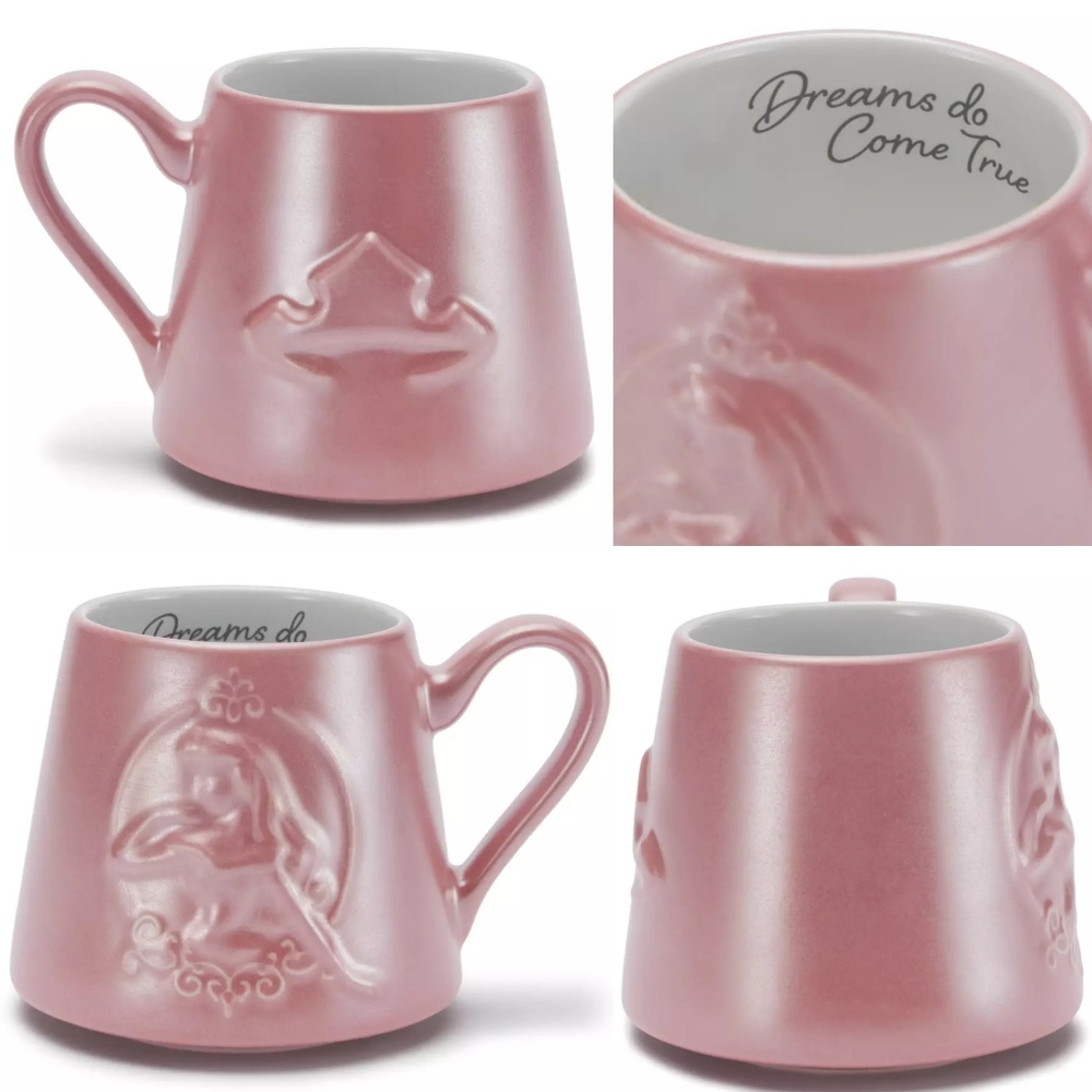 Disney Store Sleeping Beauty Pink Pearlescent Princess Aurora Ceramic Mug NEW